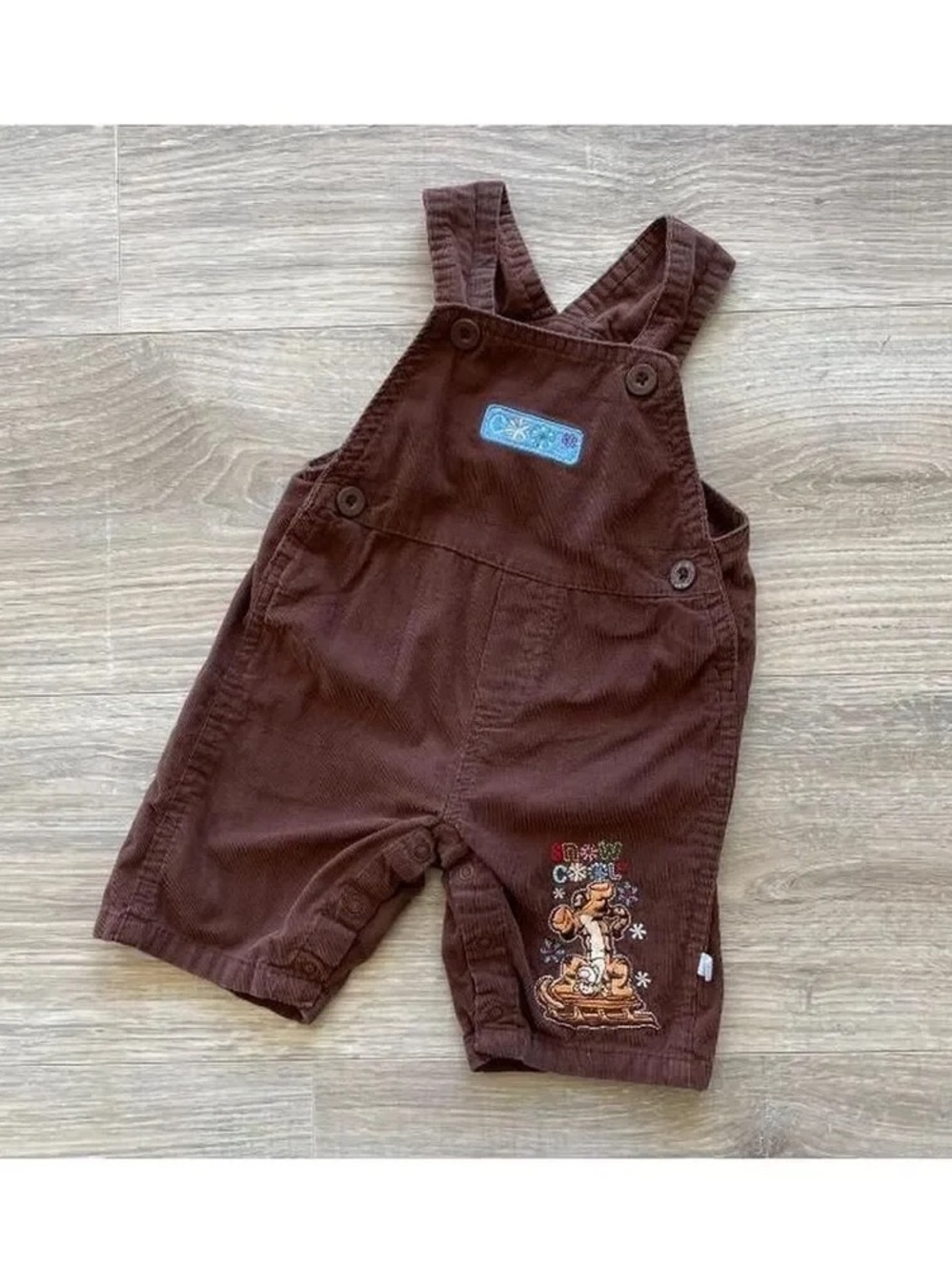 Disney Chocolate Brown Tigger Corduroy Overalls Vintage Y2K Baby